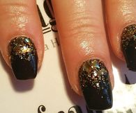 Black and gold glitter gel nails