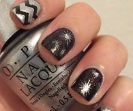 Black and silver New Year's Eve nails