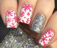 Pink snowflake nails