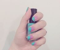 Two tone teal and lavender nails