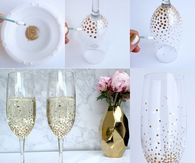 DIY Dotted Champagne Glasses