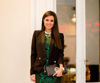 Little Black Dress with Holiday Green Embroidery & Blazer
