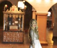 Holiday Dress with Gold Glitter Top & Full White Skirt