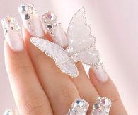 Pretty White Nails with Sequins