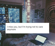 I miss you but I'm trying not to care