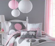 Pink and Gray Girls Bedroom