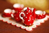 Red & White Miniature Tea Set
