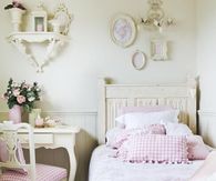 Young Girl's Vintage White & Pink Bedroom