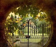 Cement Wall with Circle for Garden Gate of the same Shape