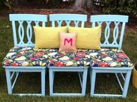 Repurpose 3 Kitchen Chairs into an indoor/outdoor bench