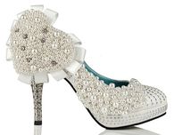 Wedding Pumps Embellished with White Pearls