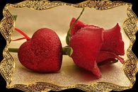 Red Rose with Gold Glitter