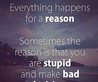 Everything happens for a reason but sometimes the reason is that you are stupid and make bad decisions