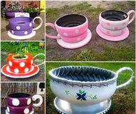 How to make teacup tyre planters