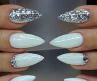 Shimmer stiletto nails