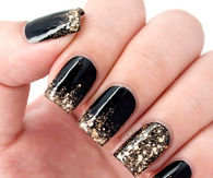 Black golden glitter nails