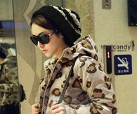 Leopard Print Hooded Down Jacket 