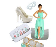 Mint Green Strapless Maxi Dress with Accessories