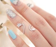 Pretty Turquoise and Silver Nail Art & Ring