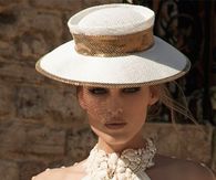 White Halter Dress with Gold Belt and Seashell Accents