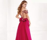 Red Gown with Bow & Sequins