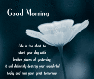 Good Morning Life is too short to start your day with broken pieces...