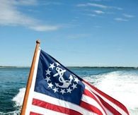 American flag on a boat