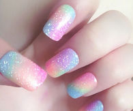 Glitter colorful pastel nails