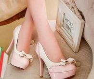 Pink & White Pumps with Bows