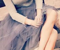 Gray Tutu Skirt with Ivory Bow Pumps