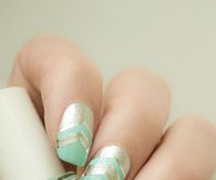 Mint Green & Gold Glitter Nails