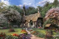 Thomas Kinkade Painting of Victorian English Cottage 