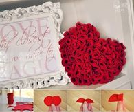 DIY Felt Rose Heart Pillow