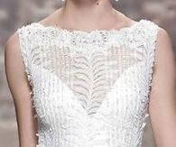 White Wedding Dress with Fringe Overlay