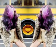 Violet and black ombre wavy hair