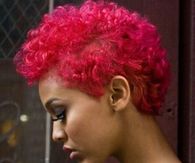 Hot pink curly short cut