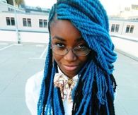 Blue and black twist braids