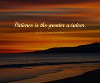 Patience is the greater wisdom