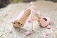 Pink Slingback Pumps with Heart Soles