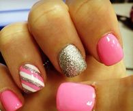 Pink Striped Nails