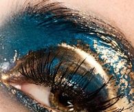 Glitter Gold and Blue Eye Makeup