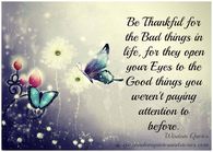 Be thankful for the bad things