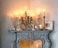 Candles in and on top of Fireplace