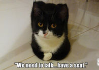 We need to talk...have a seat.