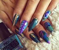 Blue and Purple stiletto nails