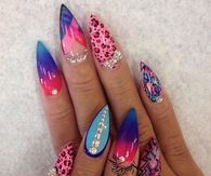 Bright and Colotful stiletto nails