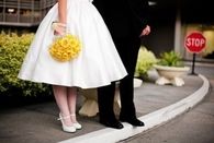 Cute wedding couple pose
