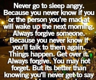never go to sleep angry