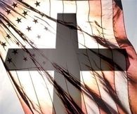American flag and cross