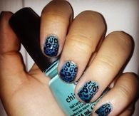 Blue Cheetah Nails